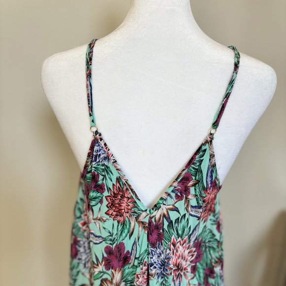 Jessica Simpson Long turquoise floral asymmetrical dress w/adjustable straps MED - Picture 4 of 7